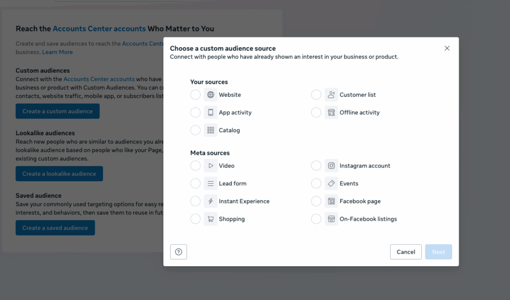 Choose “Create Audience”