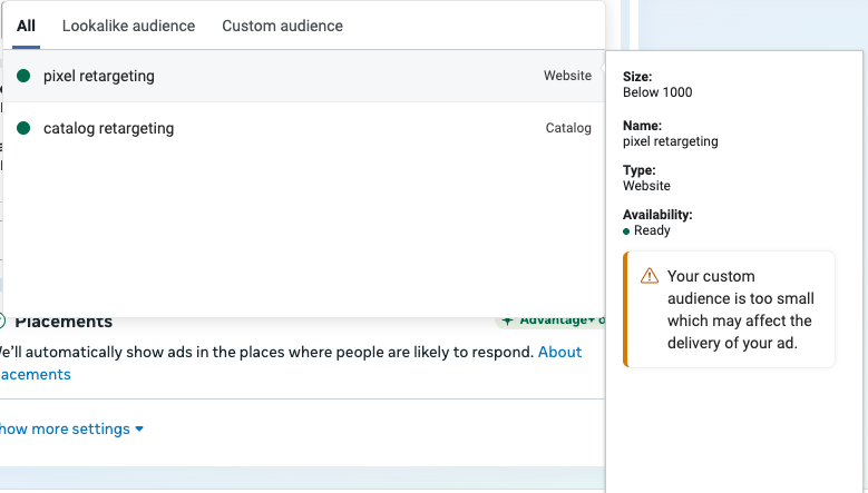 Troubleshooting – Facebook Audience Too Small